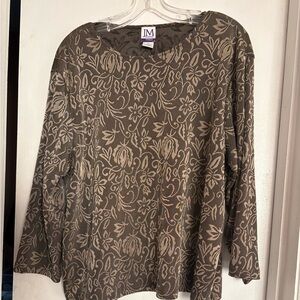 Women's Floral Brown Top, JM collection size 1x